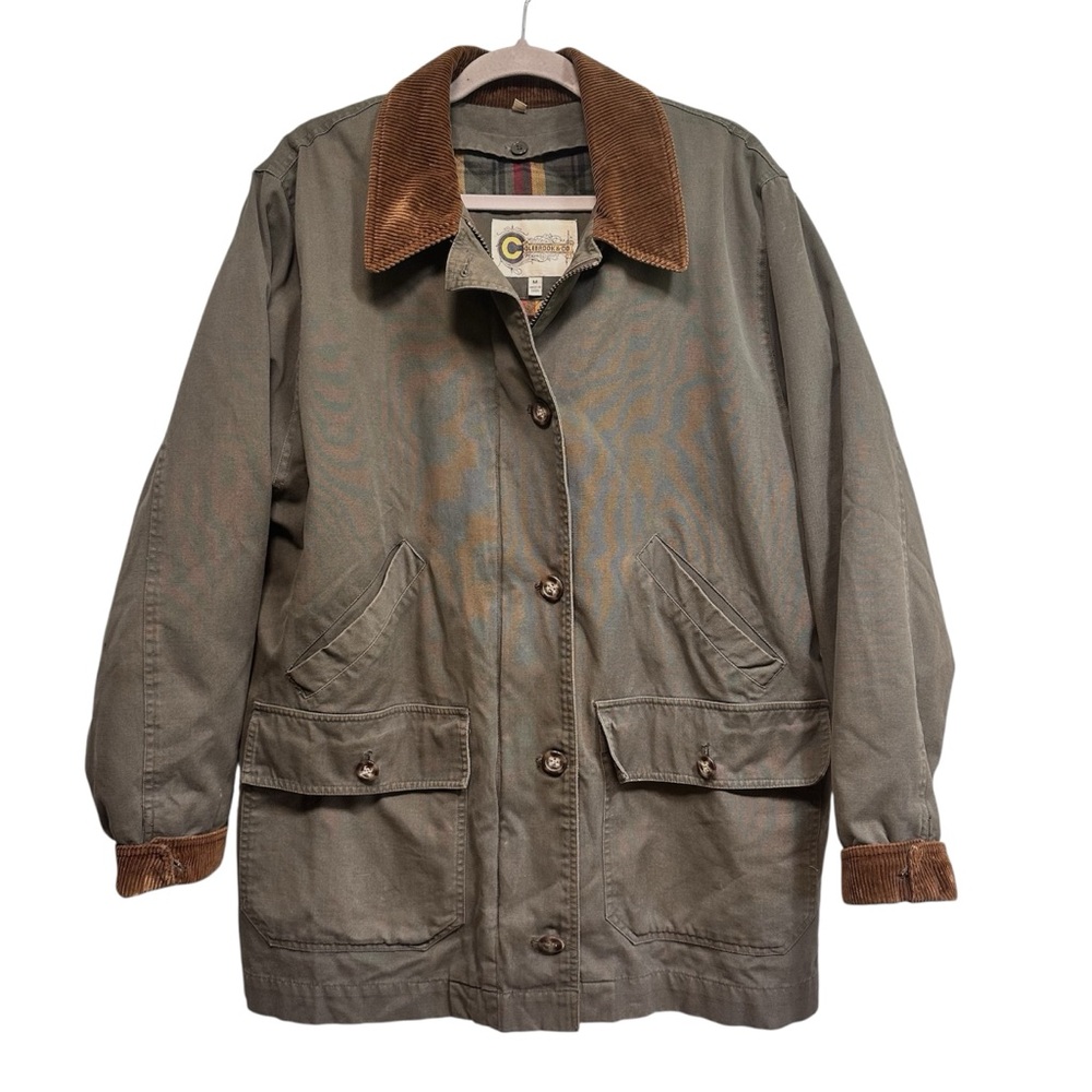 Vintage Chore Coat Classic Barn Jacket Quilt Lined Corduroy Collar, size Medium